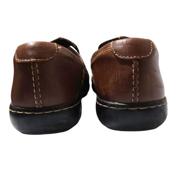 Clarks Bendables Brown Leather Slip On Comfort Shoes Size 8 - Picture 4 of 6